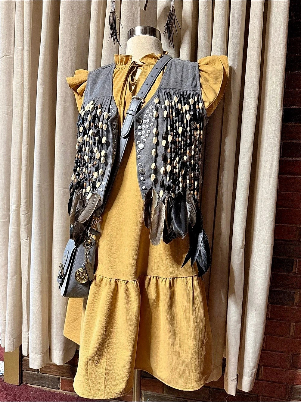Woman's Ruffle Sleeve Mini Dress - Picture 4 of 4